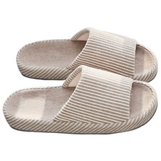 日式亞麻室內拖鞋 XL(29cm) 咖啡色 居家透氣舒適, 1雙