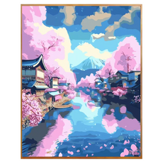 DULU 재미있는 DIY 명화그리기 캔버스 + 페인트 + 브러쉬 세트 40 x 50 cm, 타입6, 1세트