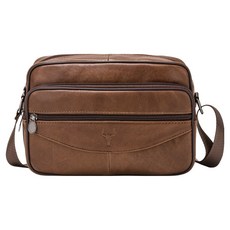 BLUEMOUNT 男士牛皮斜揹包 APZ7853, 棕色