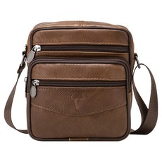 BLUEMOUNT 男士牛皮迷你斜背包 APZ11015, 棕色
