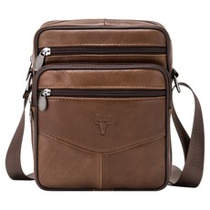BLUEMOUNT 男士牛皮斜背包 APZ8853, 棕色