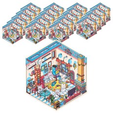 민화샵 방꾸미기 스티커 대형 I250007C, 파란집, 20개