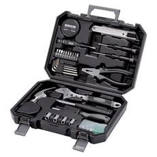 九旬 60合一工具箱, 羊角槌 + 批頭 10個 + 3米捲尺 + 內六角板手 5個 + 數顯電筆 + 美工刀 + 電工膠布 + 收納工具箱 + 8吋活動板手 + 多用接桿 + 7~10mm套筒 + 零件盒 + 鋼絲鉗 + 3mm螺絲刀一字十字, 1組