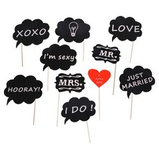 Stupid 自助婚紗攝影道具 拍照道具 10件組, Black, 1套