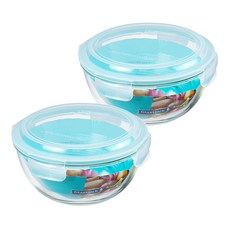 Glasslock 強化玻璃附蓋微波調理盆/沙拉缽/沙拉碗2個組 2L 直徑216 x 110mm, 1組