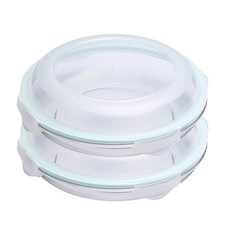 Glasslock 強化玻璃微波保鮮盤 1750ml 2個, 透明, 1組