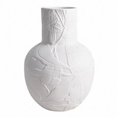 Meric Garden 法式簡約月光立體浮雕陶瓷花瓶, 白色