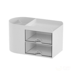 蕉蕉購物 透明抽屜筆筒, 1個, 白色