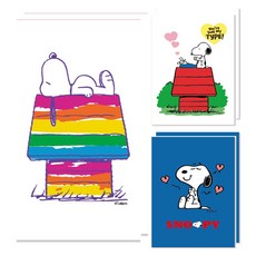 Peanuts 史努比明信片 3款 x 2p 組合 4, 混合顏色, 1套