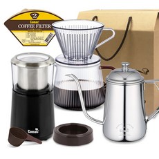 Comac 濾紙手沖居家咖啡館禮盒組 DE1B ME2 KS1, 1套, Ecogen 咖啡手沖組 + 電動磨豆機 + 手沖壺