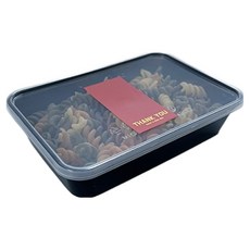 Tinapicnic 黑色纖薄單格拋棄式容器 20入 + 洋紅色感謝貼紙 20入 組合, 1套, 便當盒 20入 + 貼紙 20入