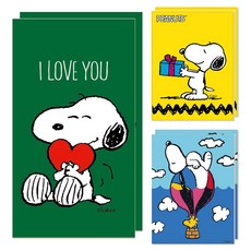 Peanuts 史努比明信片 3款 x 2張 1組, 混合顏色, 1套