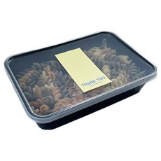 TINA PICNIC 黑色纖薄單格拋棄式容器 20入 + 感謝貼紙 粉嫩黃 20入 組, 1套, 便當容器 20入 + 貼紙 20入