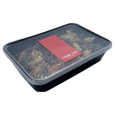 Tinapicnic 黑色纖薄單格拋棄式容器 20p + 紅色感謝貼紙 20p 套組, 1套, 便當容器 20p + 貼紙 20p