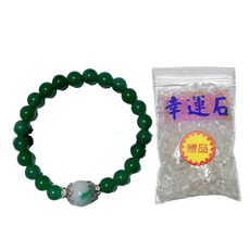 A1寶石 飄花翡翠東菱玉手鍊 + 白水晶碎石 L-02 19g