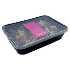 Tinapicnic 黑色纖薄單格一次性容器 20入 + 深粉色感謝貼紙 20入 套組, 1套, 便當容器 20入 + 貼紙 20入