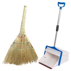 Clean Mate 高粱掃帚 + 兩段式自動畚箕套組, 1套, 混合顏色