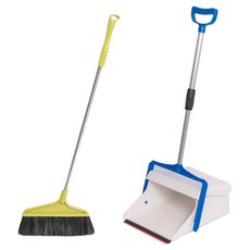 Clean Mate 長柄塑膠掃帚 + 兩段式自動畚箕組, 1套, 混色