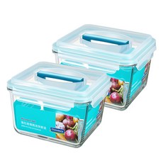 Glasslock 強化玻璃保鮮盒附提把 3.7L 2個, 1組