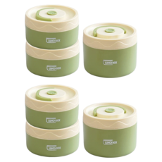 Couselect 可微波爐加熱陶瓷飯盒 115 x 115 x 215mm 300ml 2個 + 450ml 附保溫袋, 青檸綠, 2組