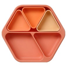 타이니트윙클 실리콘 토핑큐브 플레이트 흡착식판, 코랄, 1개