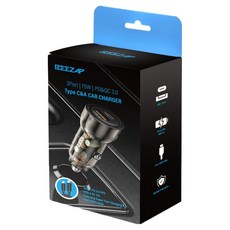 BEEZAP 車用充電器 75W 超高速 含充電線 PD3.0 PPS 2孔 QC4.0 點菸器 2孔, BZD75, 透明