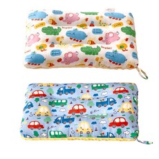 Annette 100%純棉可水洗兒童枕頭2件組, 多色 動物派對+卡通汽車, 1組