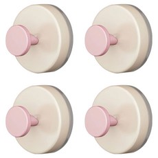 免鑽孔真空吸盤式壁掛掛鉤, 4個, 粉紅色