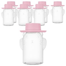 貓咪造型設計飲料瓶 紳士帽, 300ml, 粉紅色(瓶蓋), 8個