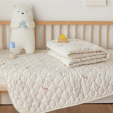 PRIELLE 兒童棉質防水尿布墊, 純白小熊, 1個