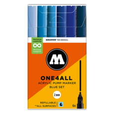 MOLOTOW ONE4ALLTM 127HS 單頭壓克力筆6件組 海洋套組 Blue Set 200814 5ml, 1盒, 2mm