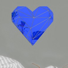 더플로우커머스 빛나는 마음의 조각 하트 라인 아크릴 미러 월데코, 블루