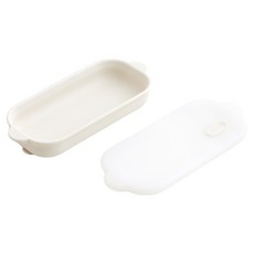 TACKAON 123 矽膠吸盤餐具組 1格, 象牙白, 1套, 餐盤 + 蓋子