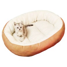 AHOYE 耐抓耐磨加厚柔軟寵物床, 棕色 + 米色, 1個