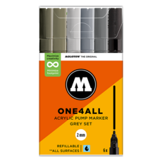 MOLOTOW ONE4ALLTM 127HS 單頭壓克力筆6件組 岩灰套組 Grey Set 200818 5ml, 1盒, 2mm