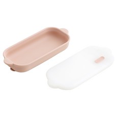 TACKAON 123 矽膠吸盤餐具組 1格, 米粉色, 1套, 餐盤 + 蓋子