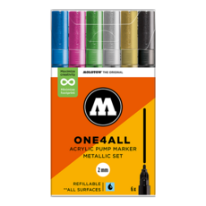 MOLOTOW ONE4ALLTM 127HS 單頭壓克力筆6件組 金屬套組 Metallic Set 200822 5ml, 1盒, 2mm