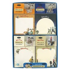 PINKFOOT 華力士與格羅米特 便條紙 4款 x 80張 x 5入 + 迴紋針 4款 x 5入 套組, 1套, 混色