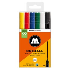 MOLOTOW ONE4ALLTM 127HS 單頭壓克力筆6件組 基本套組1 Basic Set 1 200810 5ml, 2mm, 1組