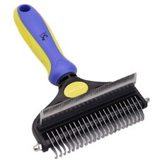 DING DONG PET 寵物 2in1 去除死毛解結梳 S, 1個, 黃藍色