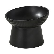 寵物陶瓷碗 10號斜口碗, 黑色, 1個