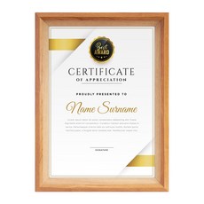 TRENY 雙色大賞A4獎狀證書相框, 胡桃, 1個