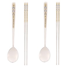 LiLFANT 吉伊卡哇 全不鏽鋼輕量真空湯筷2入組, 1套, 湯匙 2p + 筷子 2p, 混合色