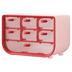 모하코 다용도 7칸 서랍형 데스크수납 정리함, 핑크, 1개
