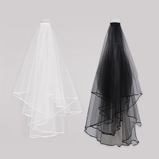 조이파티 웨딩베일 면사포 2종 세트, 화이트, 블랙, 1세트