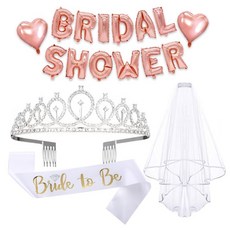 BYOORABYOO 告別單身派對 皇冠 + 肩帶 + 頭紗 + 字母氣球 套組, 銀色, 1套