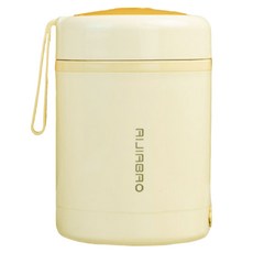 AHOYE USB恆溫不鏽鋼食物燜燒罐 附湯匙, 黃色, 600ml, 1個