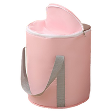 鎖溫折疊收納加高泡腳桶 帶蓋款 附收納袋, 1個, 淺粉色