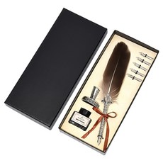 Khohimo 羽毛鋼筆+筆座+墨水+筆尖 5種組 5W0281, 1套, 棕色