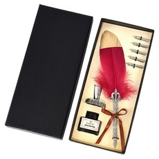 Khohimo 羽毛鋼筆+筆座+墨水+筆尖 5種組 5W0281, 1套, 葡萄酒